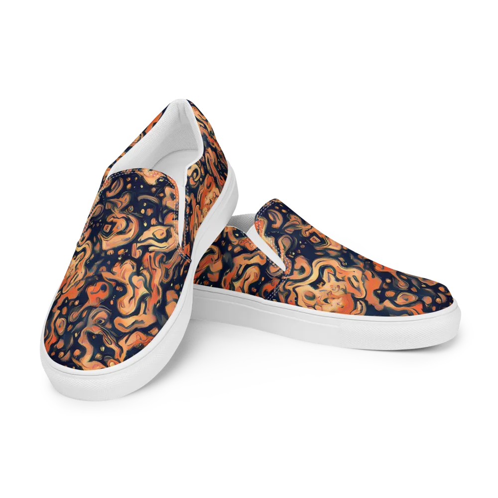 Tangerine Abyss on Men's Slip-On Canvas Shoes — Left Front