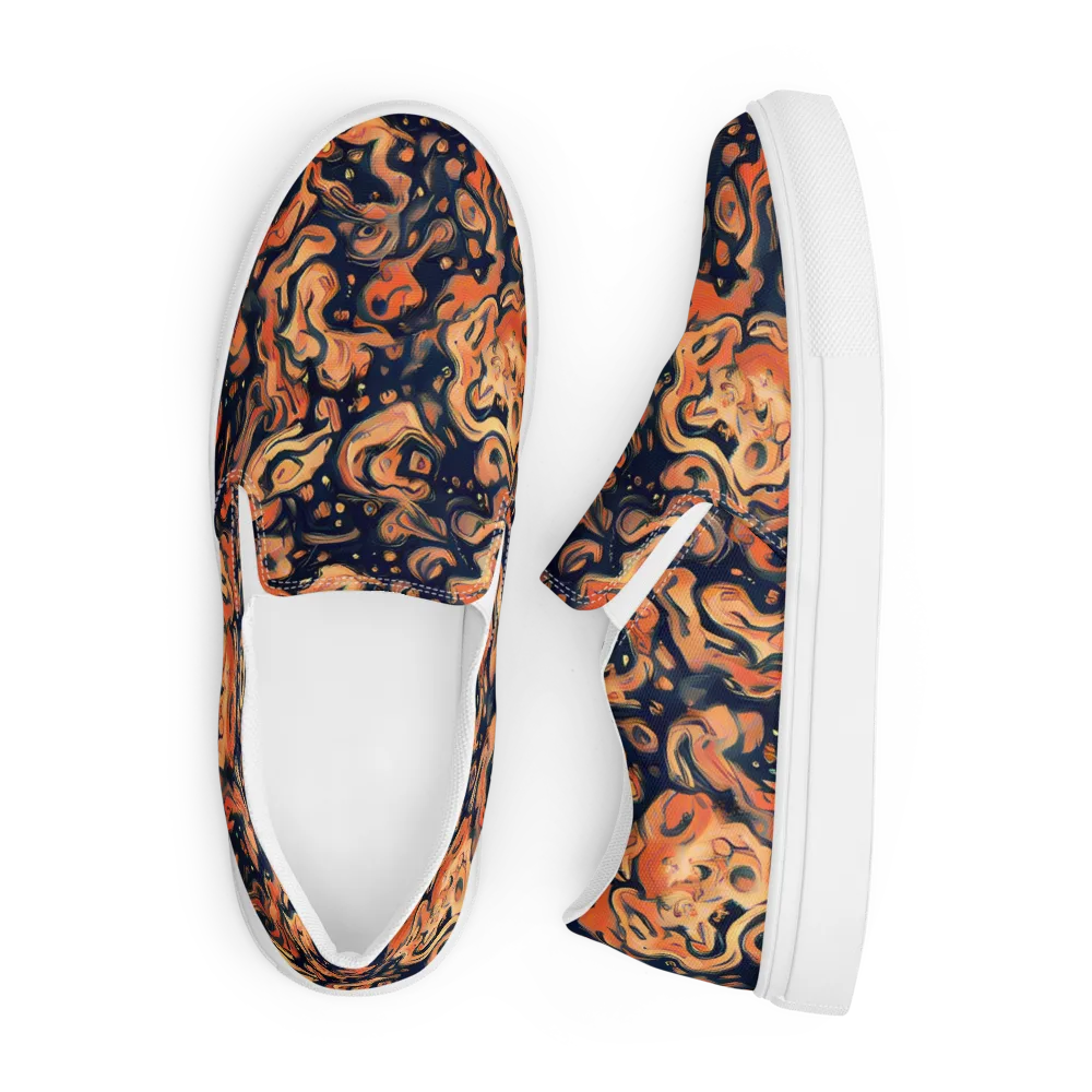 Tangerine Abyss on Men's Slip-On Canvas Shoes — Front