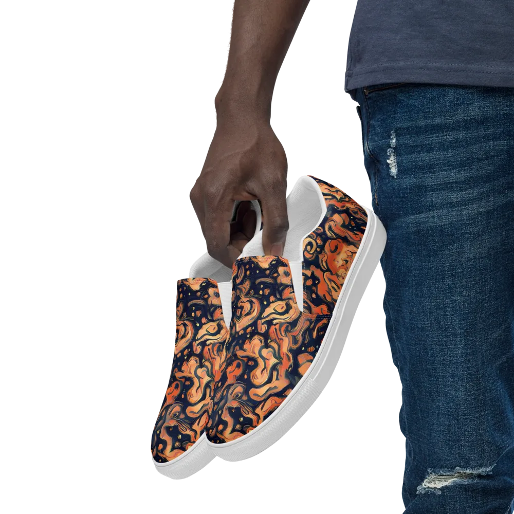 Tangerine Abyss on Men's Slip-On Canvas Shoes — Left Front