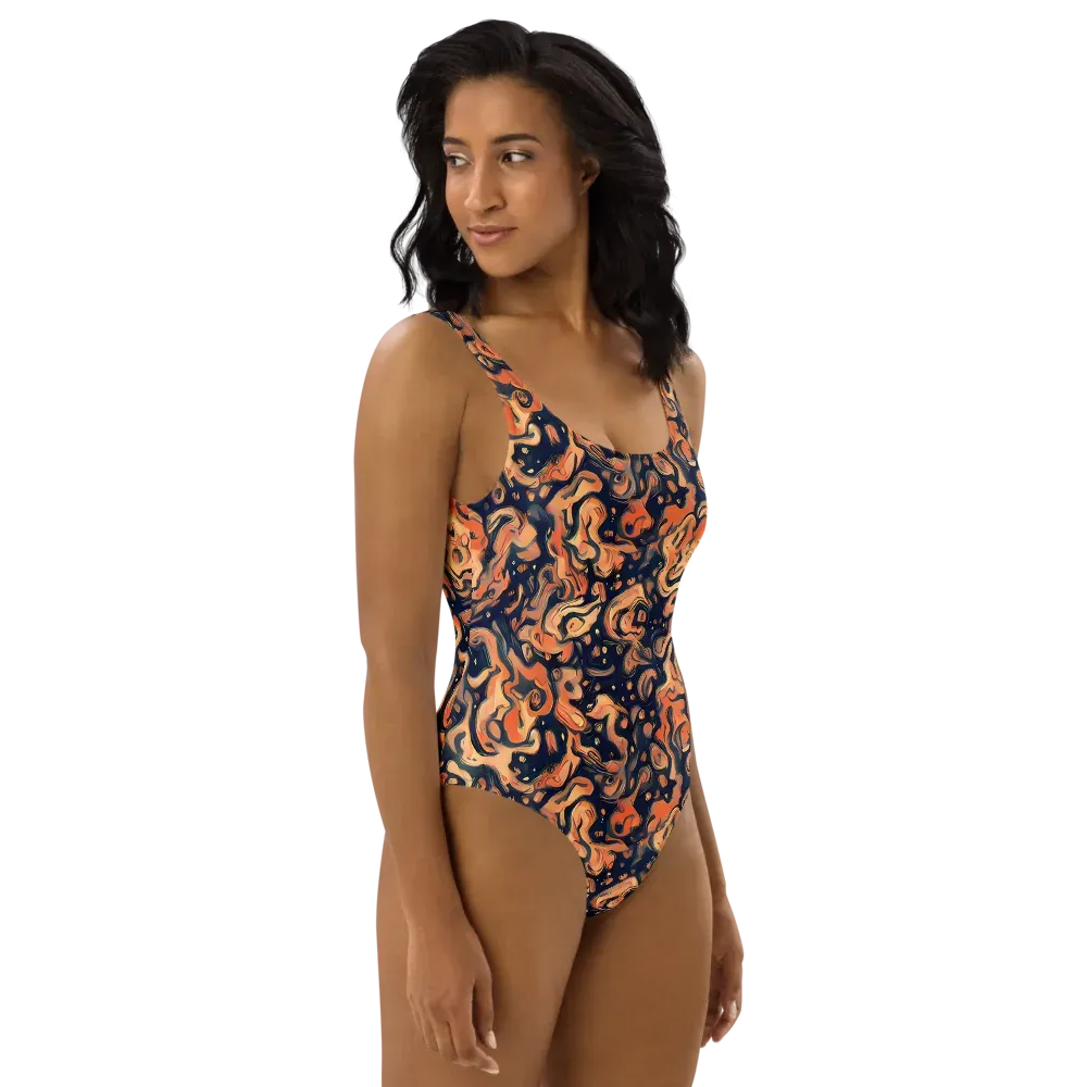 Tangerine Abyss on One-Piece Swimsuit — Right