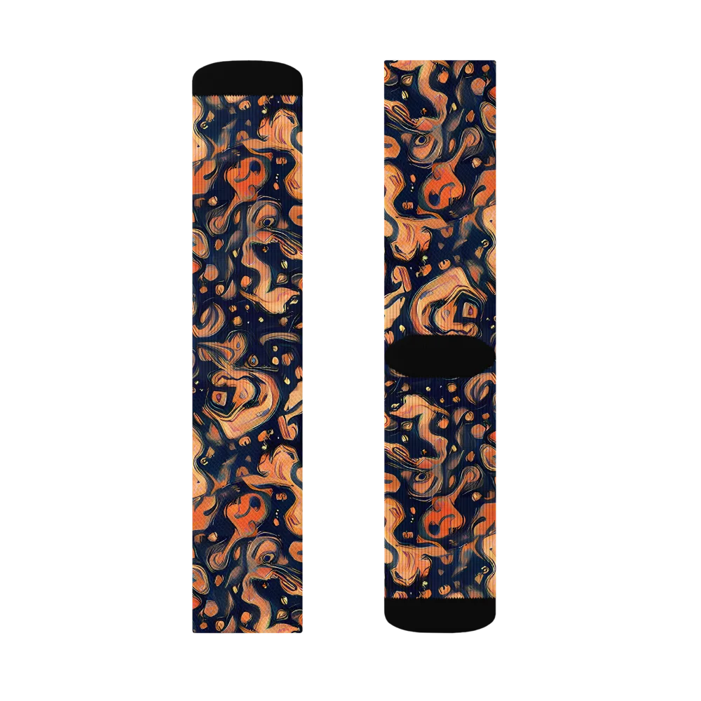 Tangerine Abyss on Socks — Right Sock