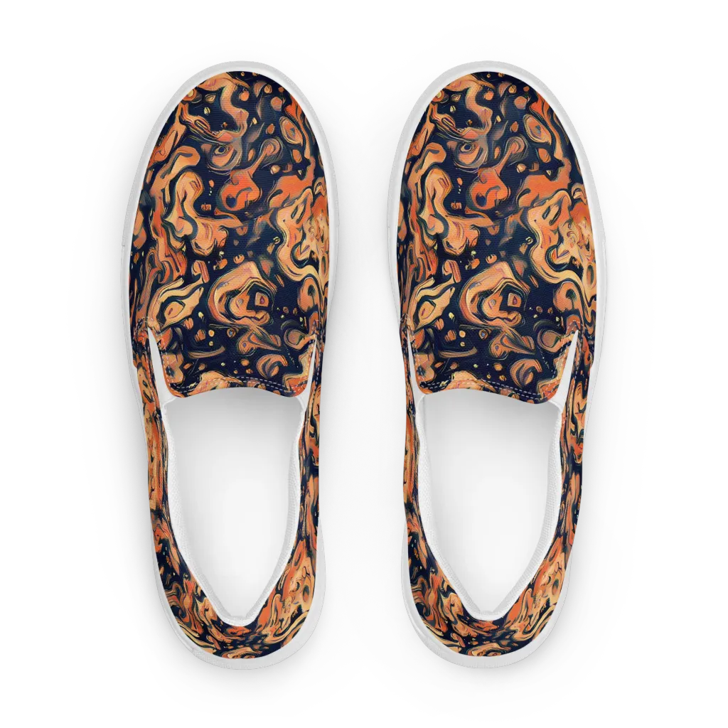 Tangerine Abyss on Women's Slip-On Canvas Shoes — Front