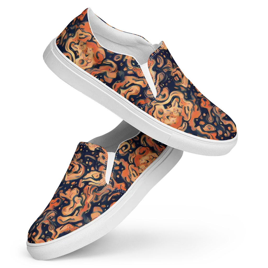 Tangerine Abyss on Women's Slip-On Canvas Shoes — Front
