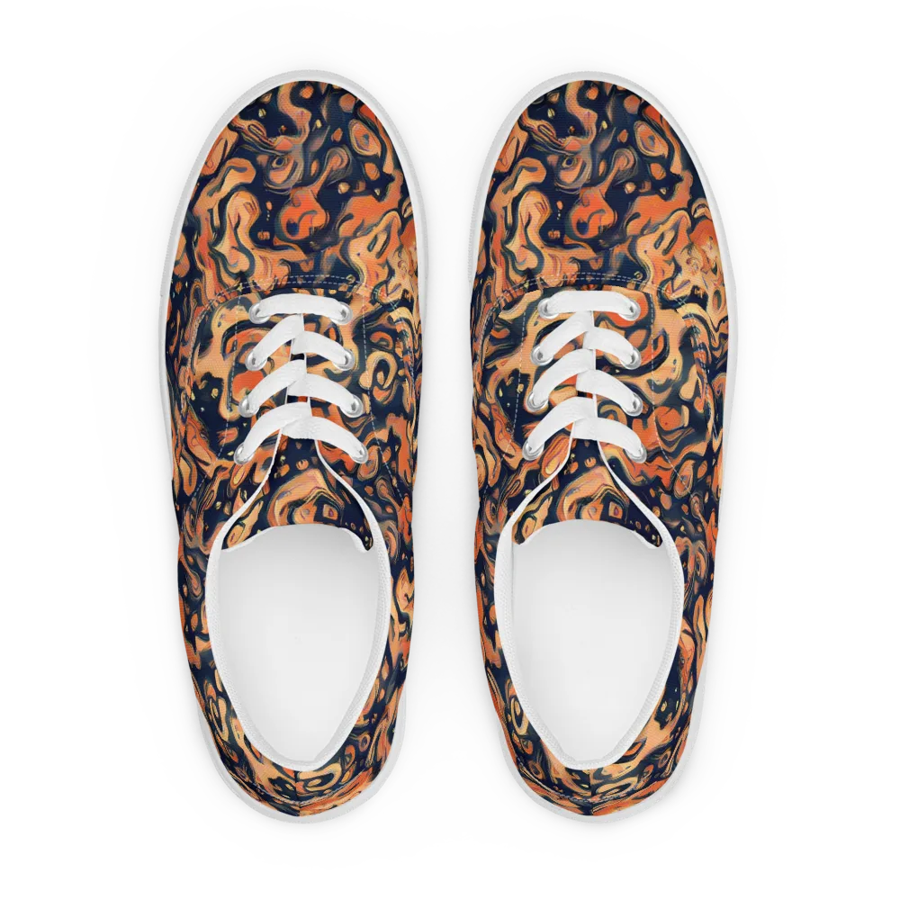 Tangerine Abyss on Men's Lace-Up Canvas Shoes — Front