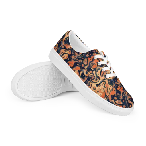 Tangerine Abyss on a Men's Lace-Up Canvas Shoes