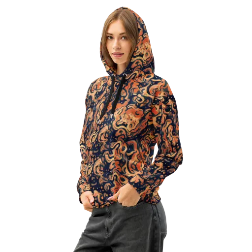 Tangerine Abyss on a Cotton Hoodie