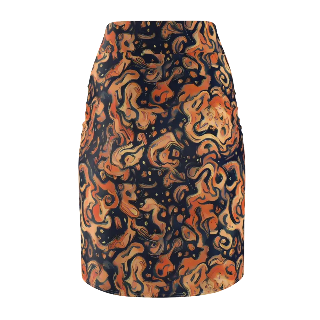 Tangerine Abyss on Pencil Skirt — Back