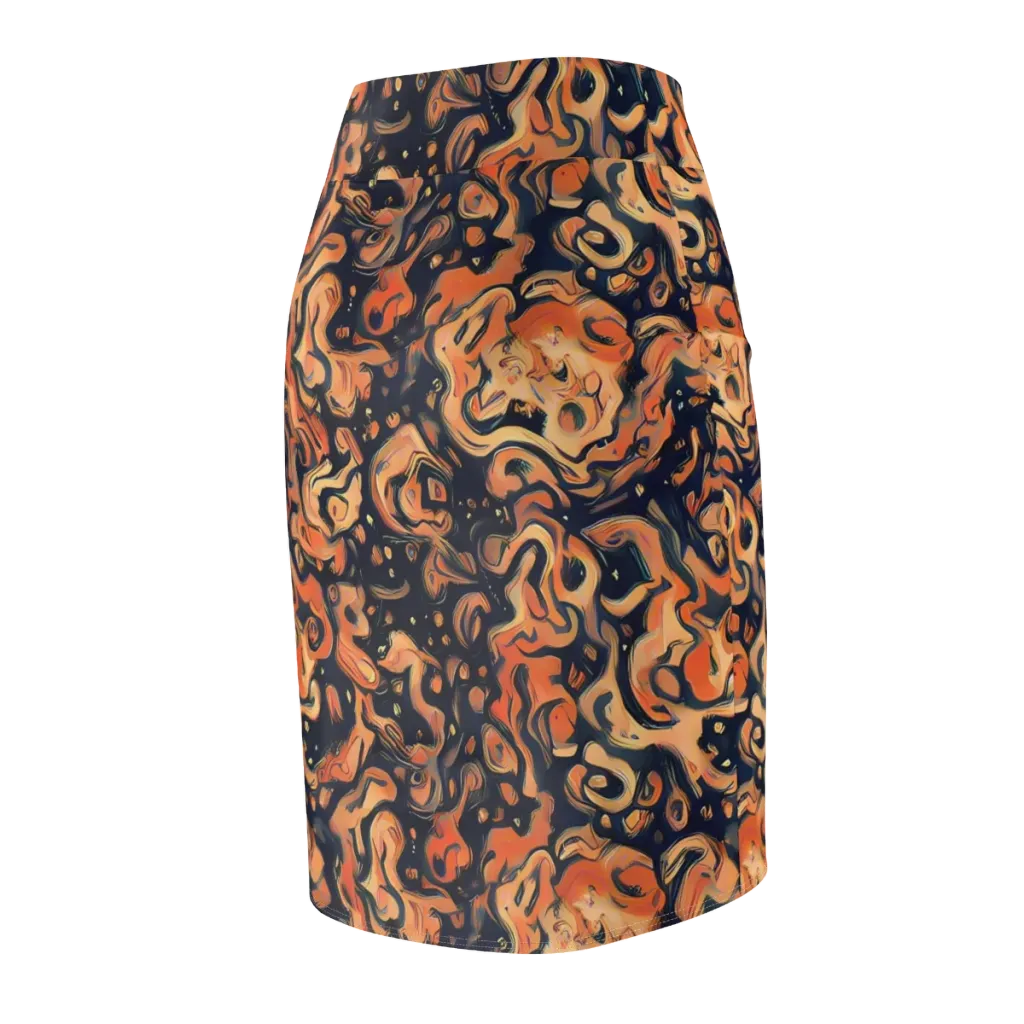 Tangerine Abyss on Pencil Skirt — Back Side