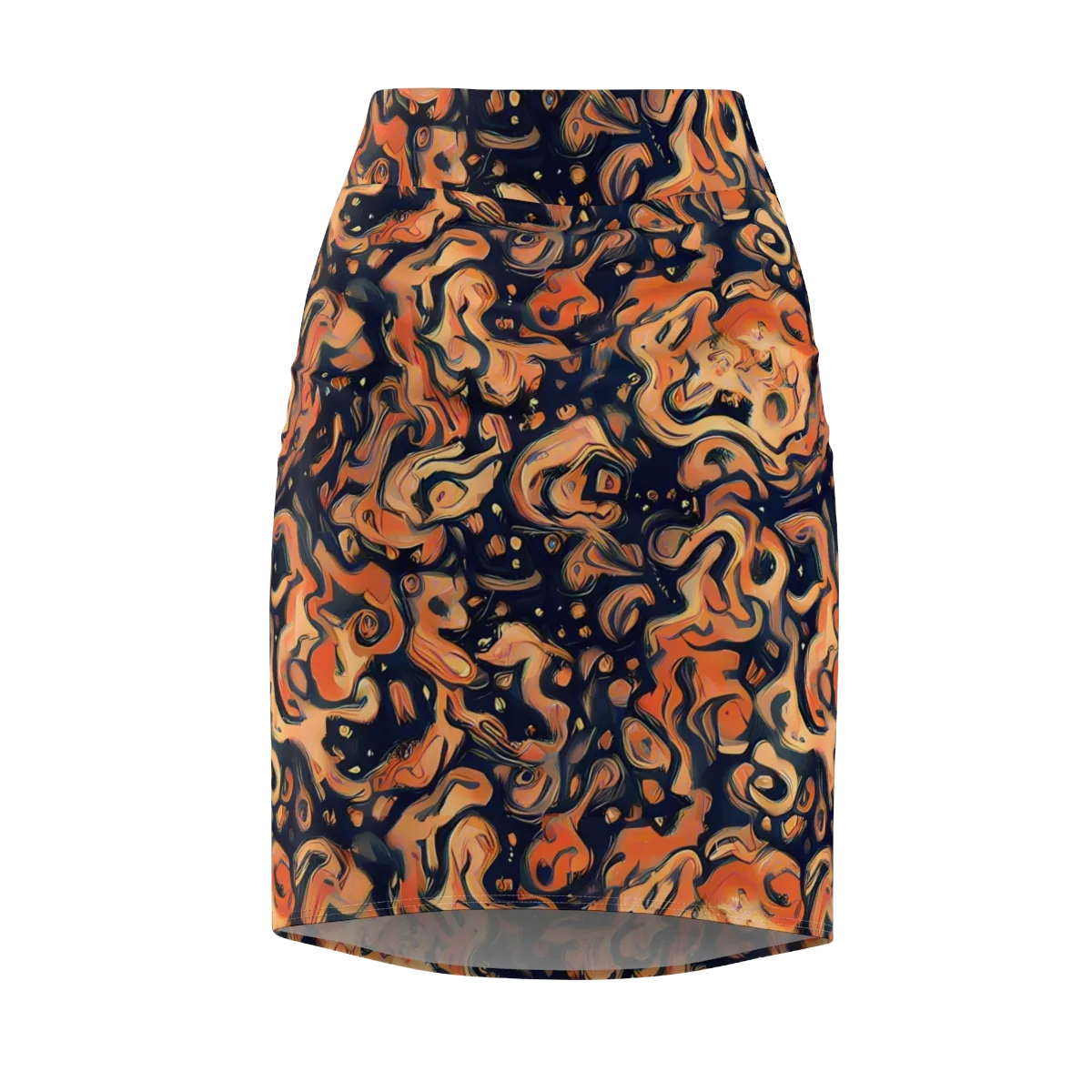 Tangerine Abyss on Pencil Skirt — Front