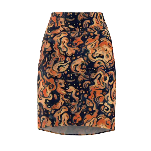 Tangerine Abyss on a Pencil Skirt