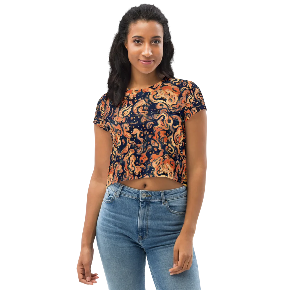 Tangerine Abyss on Crop Tee — Front