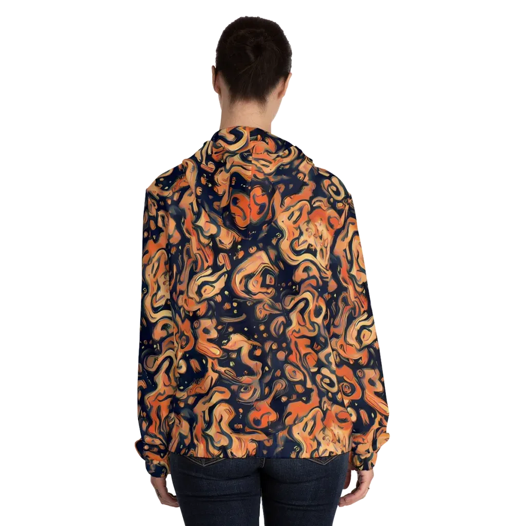 Tangerine Abyss on Women's Full-Zip Hoodie — Back On Person