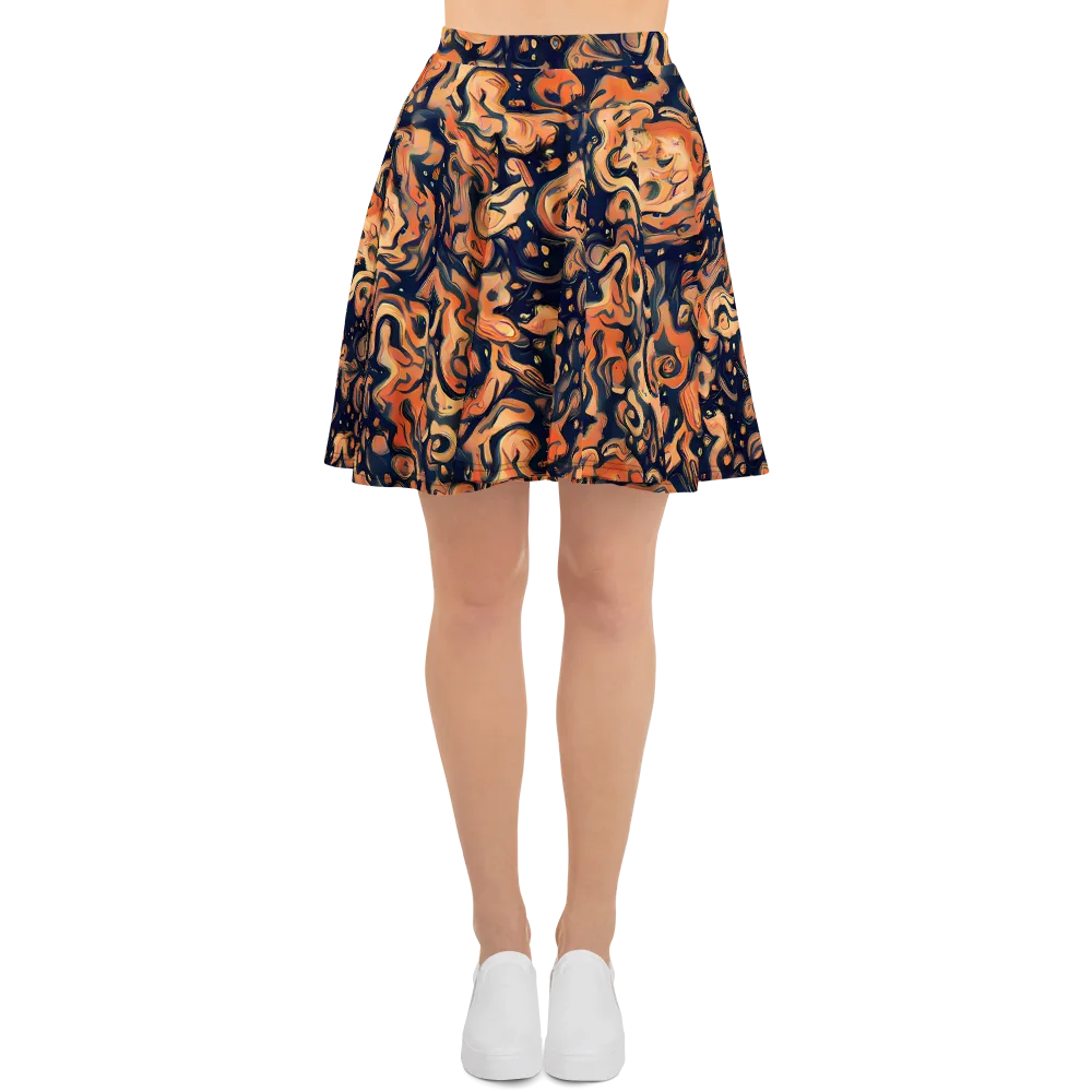Tangerine Abyss on Skater Skirt — Front