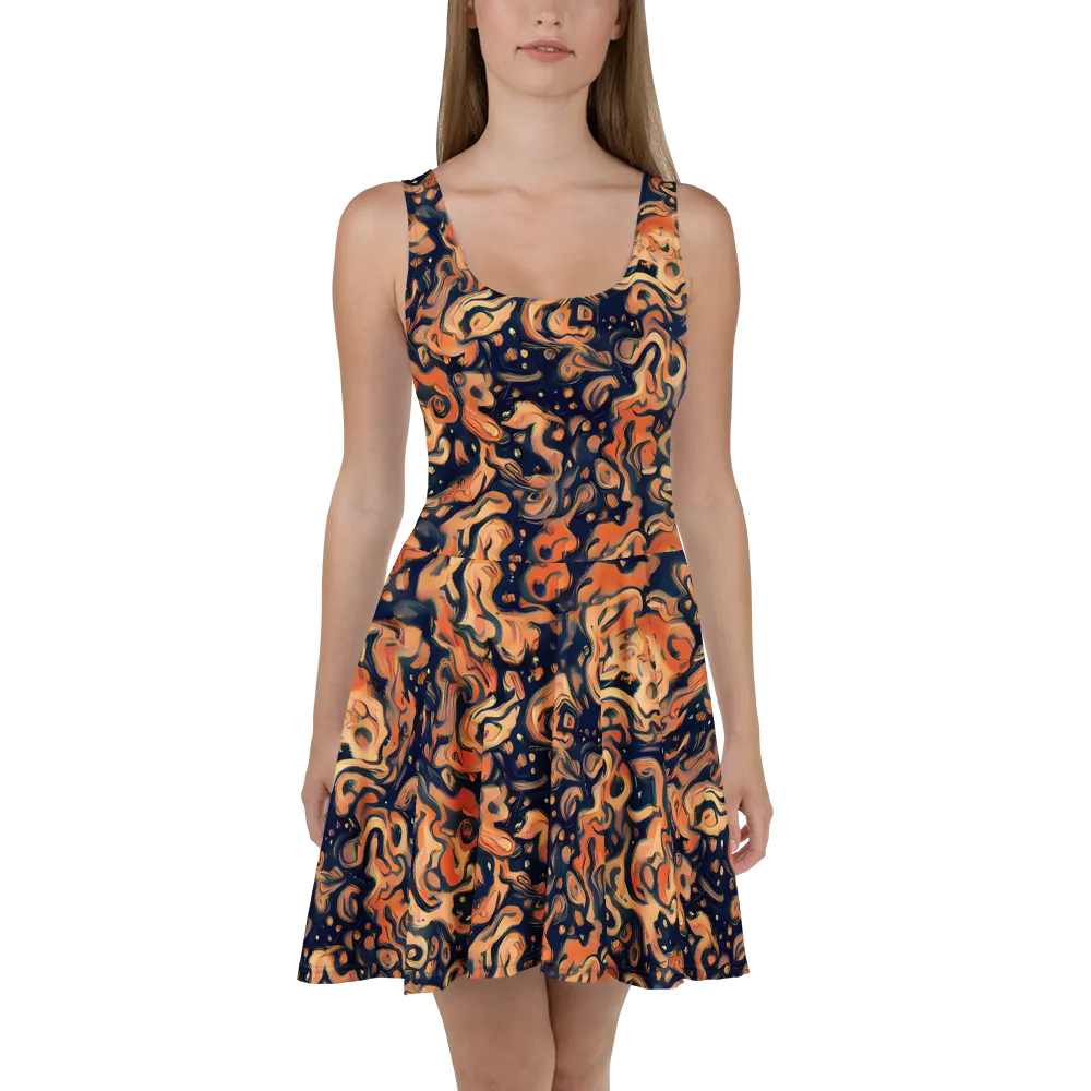 Tangerine Abyss on Skater Dress — Front