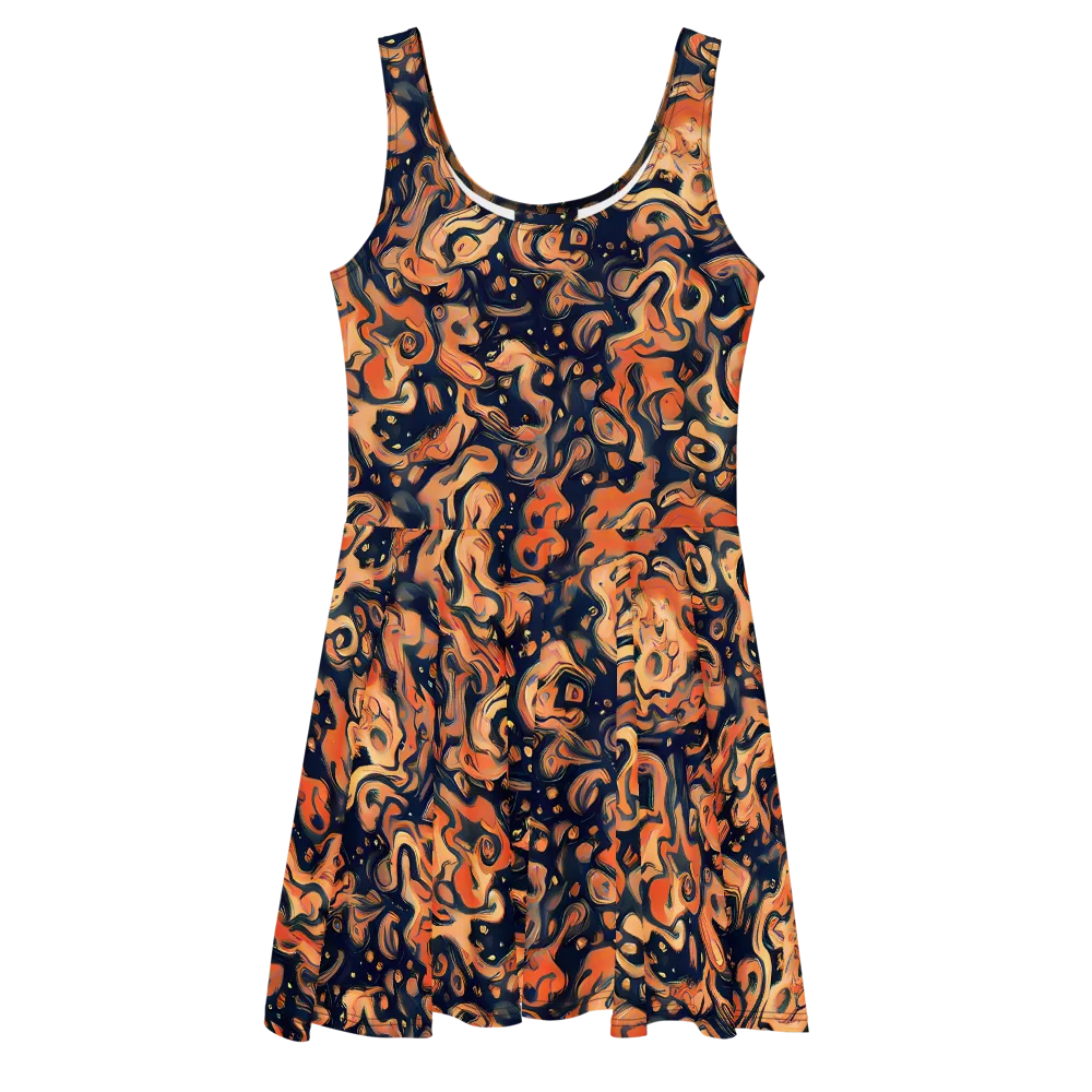 Tangerine Abyss on Skater Dress — Front