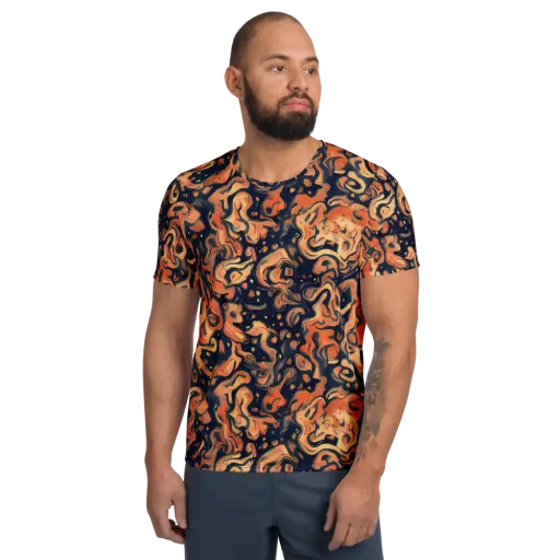 Tangerine Abyss on a Men's Athletic T-Shirt