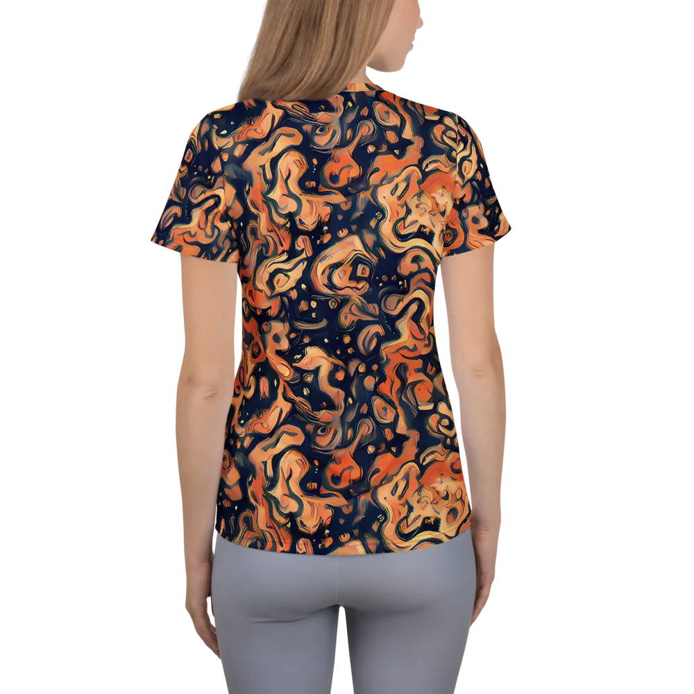 Tangerine Abyss on Women's Athletic T-Shirt — Back