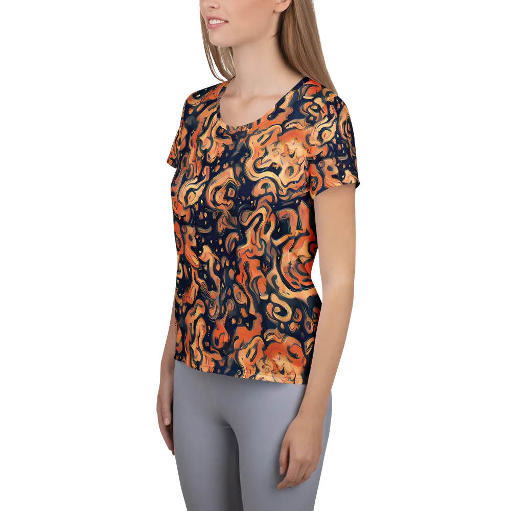 Tangerine Abyss on Women's Athletic T-Shirt — Left