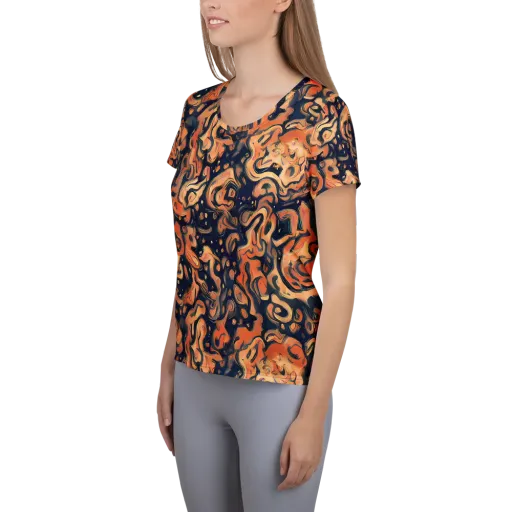 Tangerine Abyss on a Women's Athletic T-Shirt