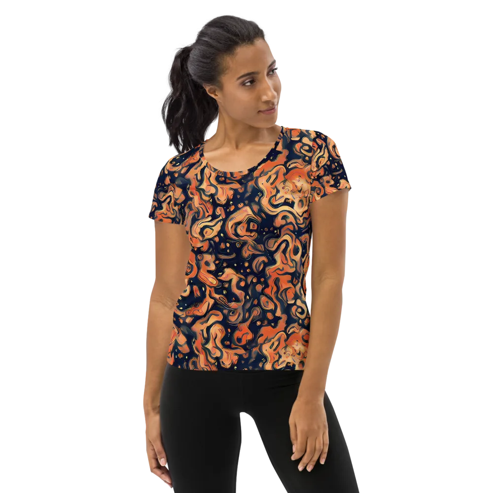 Tangerine Abyss on Women's Athletic T-Shirt — Front