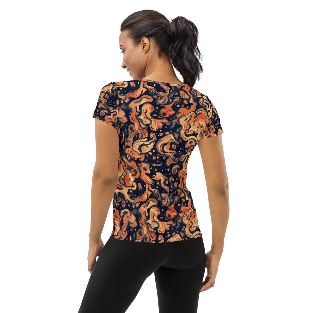 Tangerine Abyss on Women's Athletic T-Shirt — Back