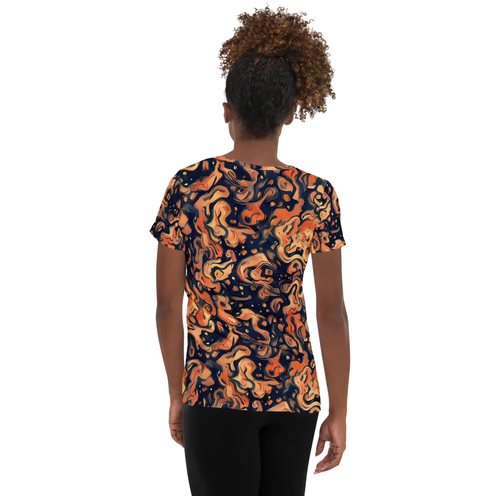 Tangerine Abyss on Women's Athletic T-Shirt — Back