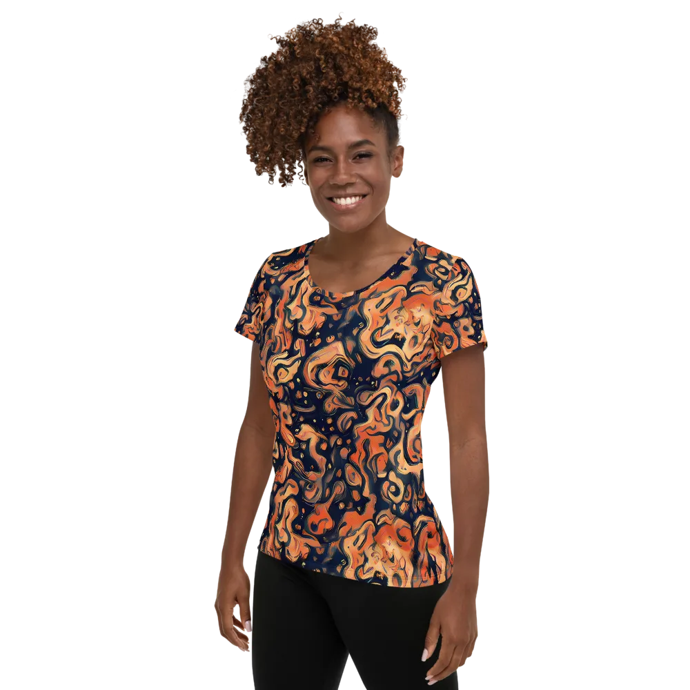 Tangerine Abyss on Women's Athletic T-Shirt — Left