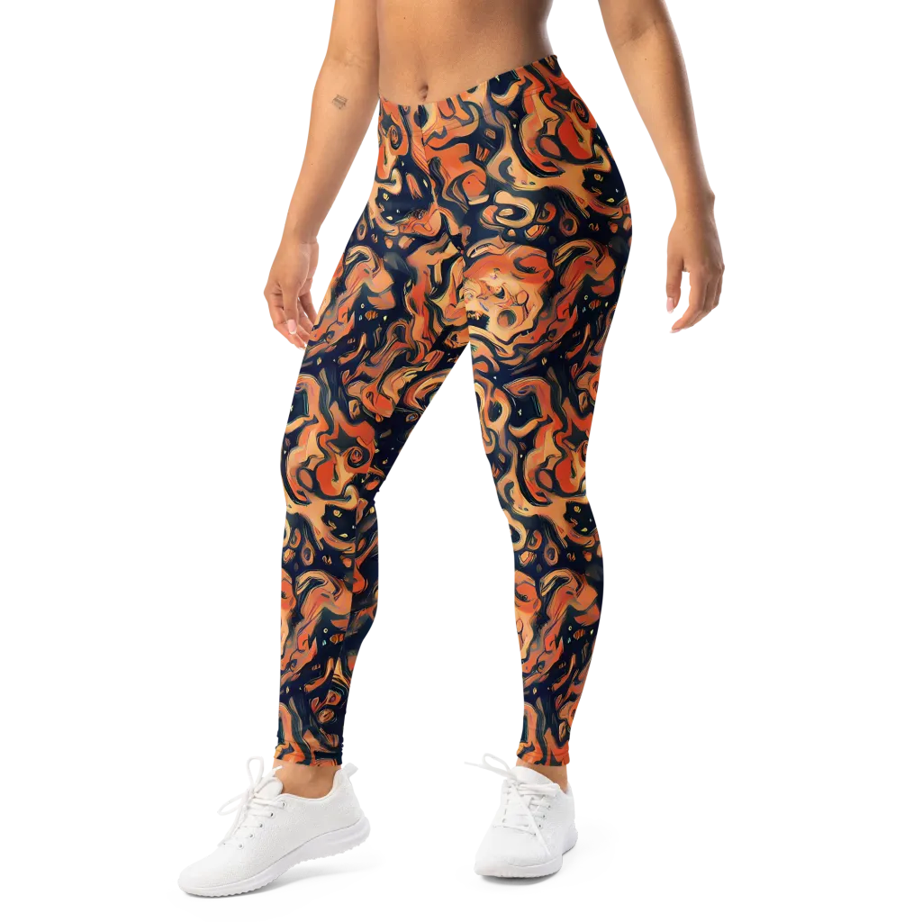 Tangerine Abyss on Leggings — Left Front