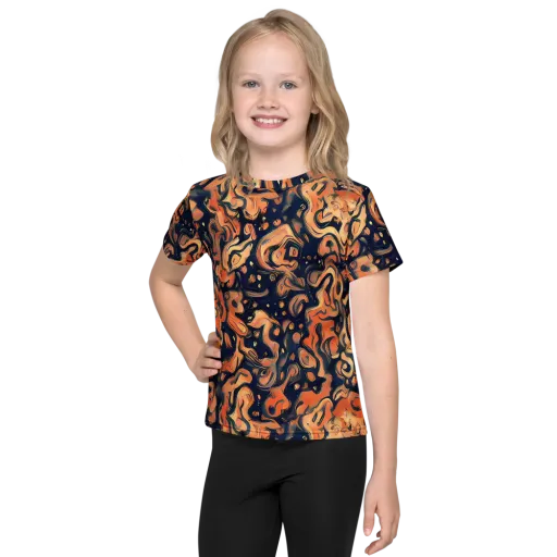 Tangerine Abyss on a Kids Crew Neck T-Shirt