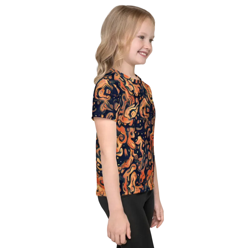 Tangerine Abyss on Kids Crew Neck T-Shirt — Right