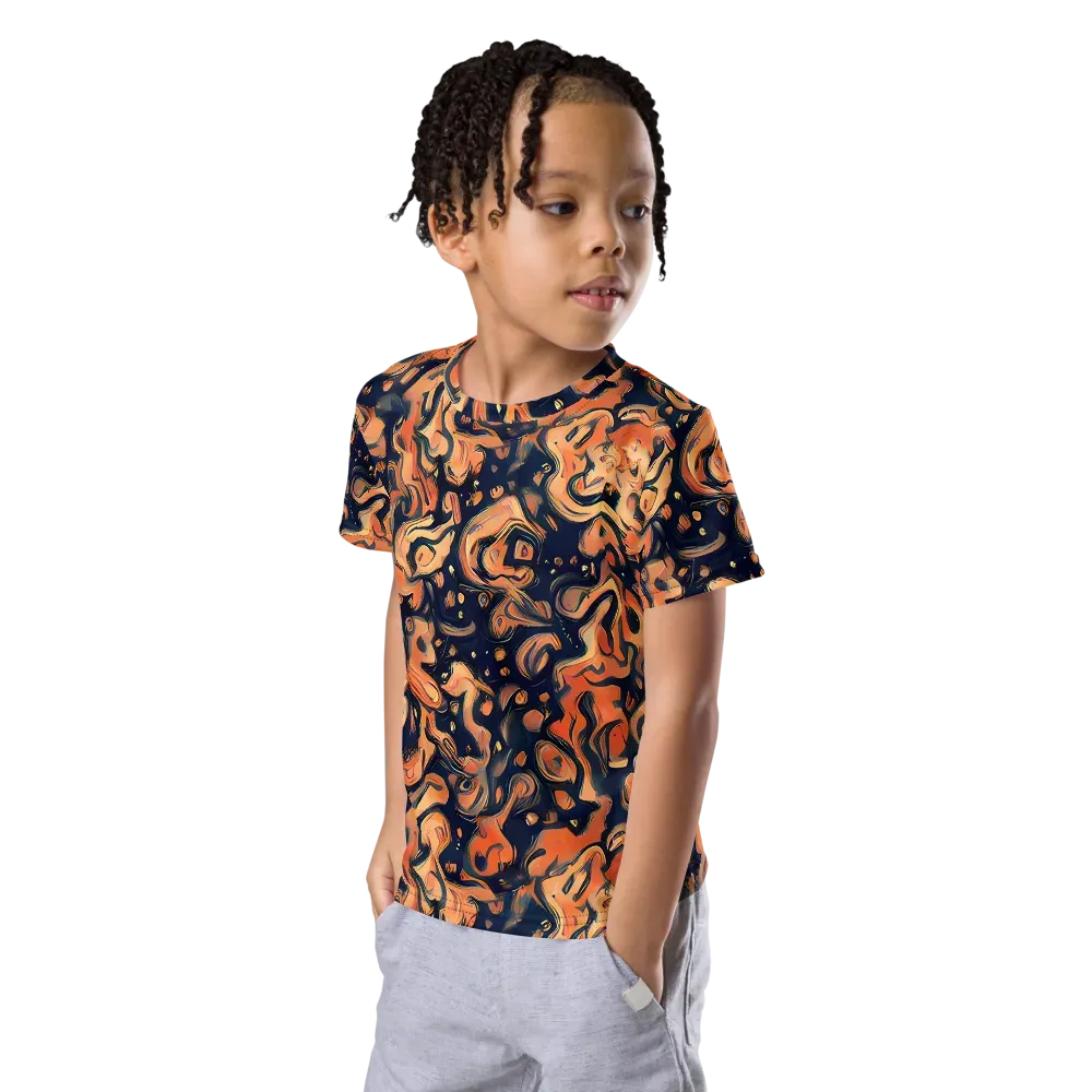 Tangerine Abyss on Kids Crew Neck T-Shirt — Left Front