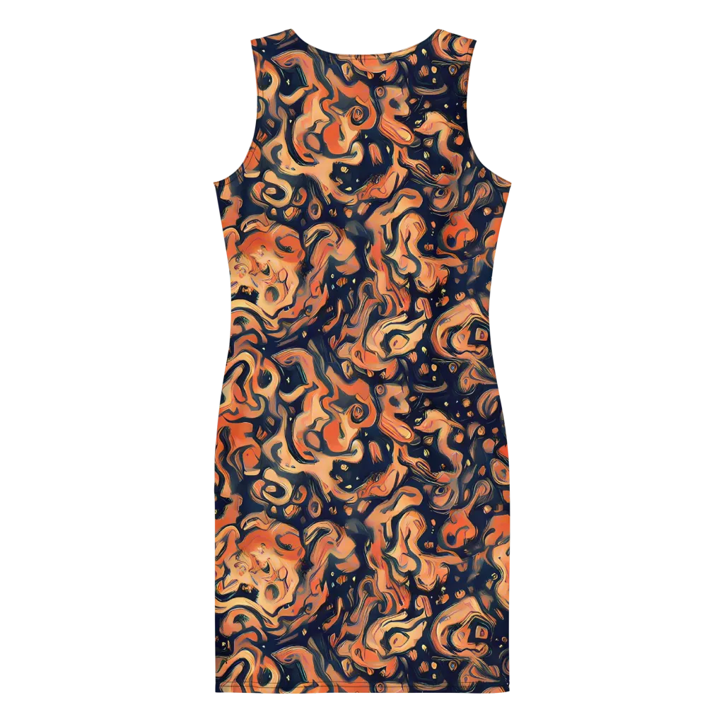 Tangerine Abyss on Bodycon Dress — Back