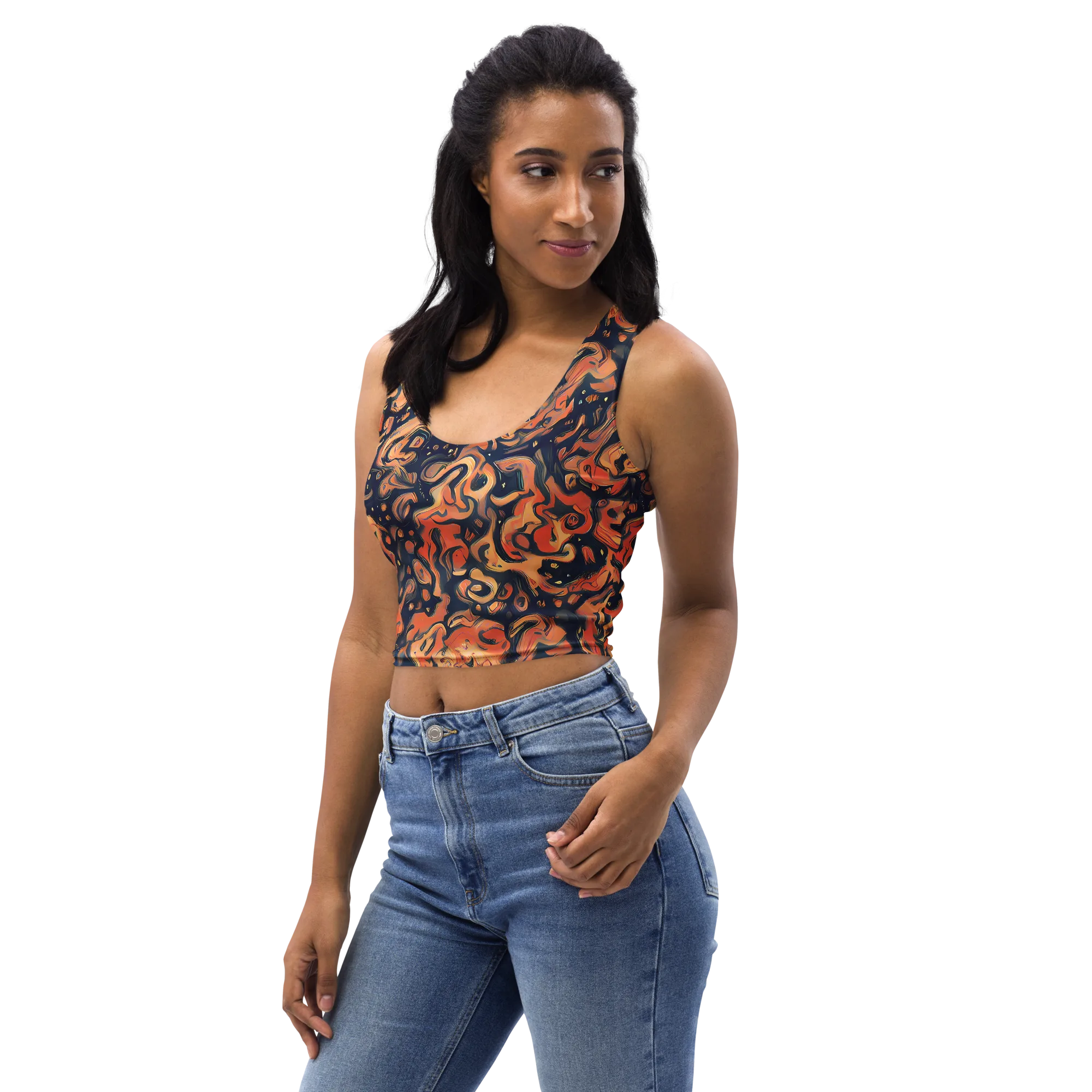Tangerine Abyss on Crop Top — Left Front