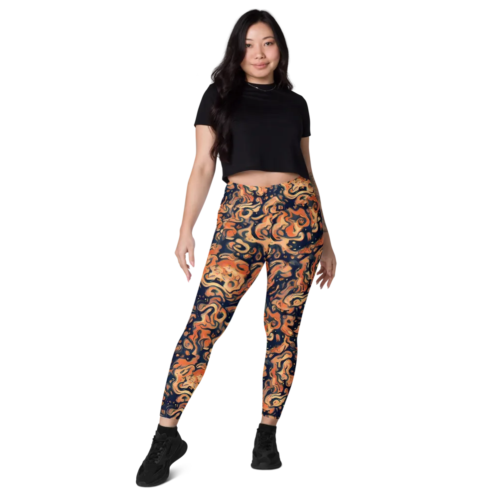 Tangerine Abyss on Leggings with Pockets — Front