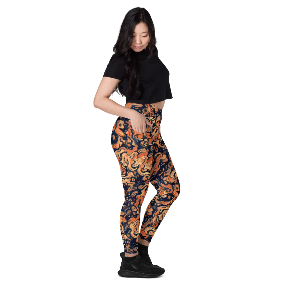 Tangerine Abyss on Leggings with Pockets — Right