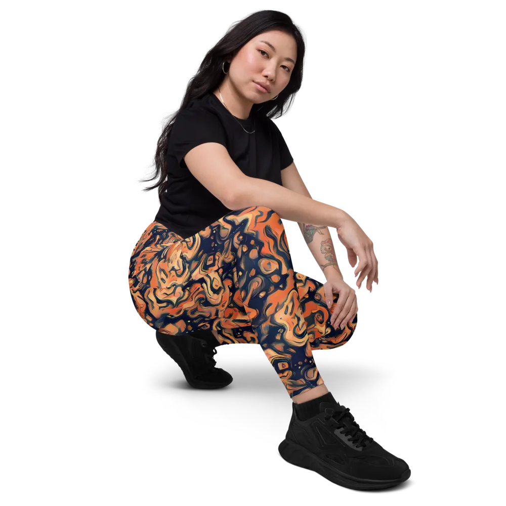 Tangerine Abyss on Leggings with Pockets — Right Front
