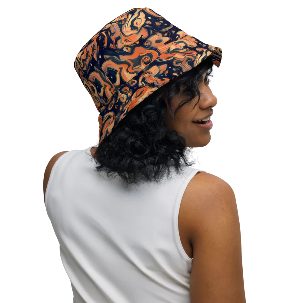 Tangerine Abyss on Reversible Bucket Hat — Right Outside