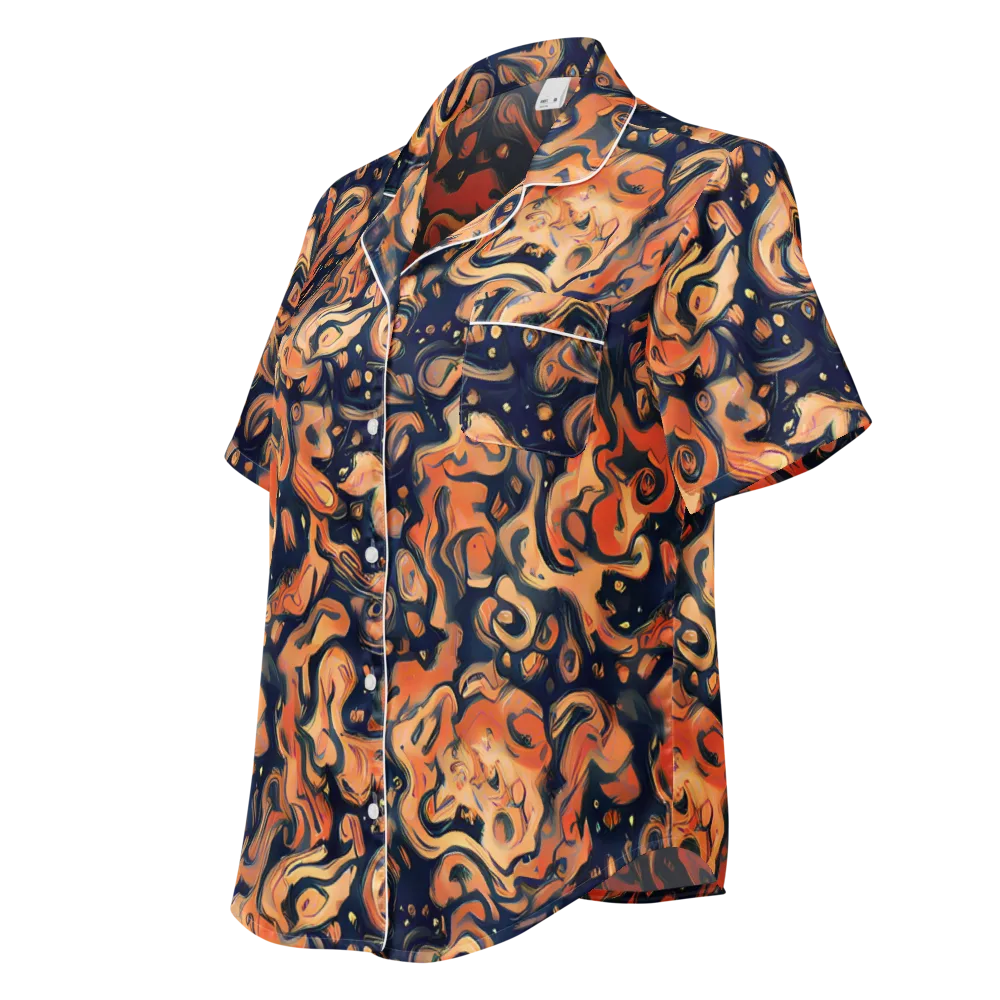 Tangerine Abyss on Women's Short Sleeve Pajama Top — Left Front