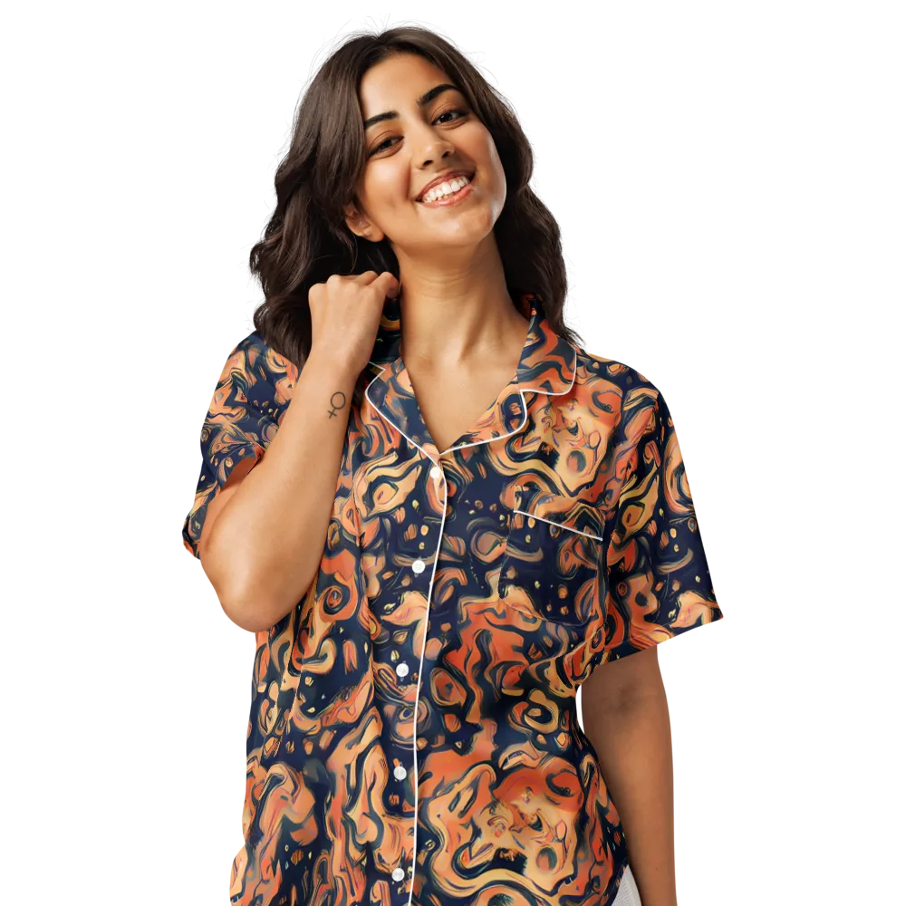 Tangerine Abyss on Women's Short Sleeve Pajama Top — Front