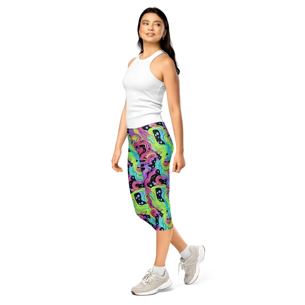 Afterglow Rapids on Capri Leggings — Left Front