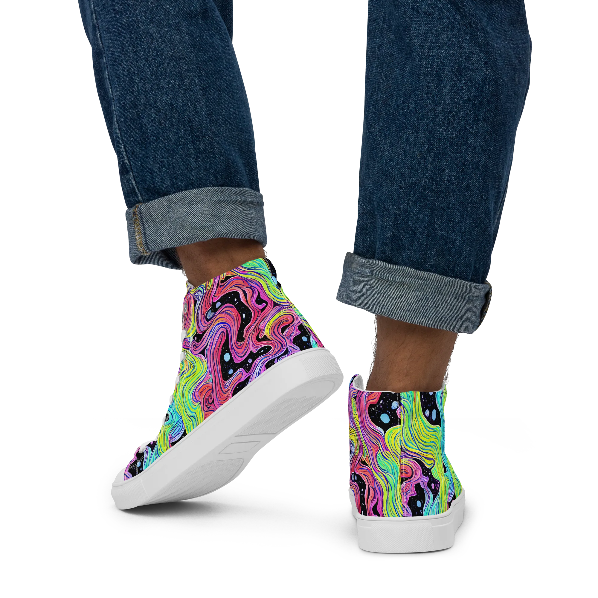 Afterglow Rapids on Men's High Top Canvas Shoes — Back