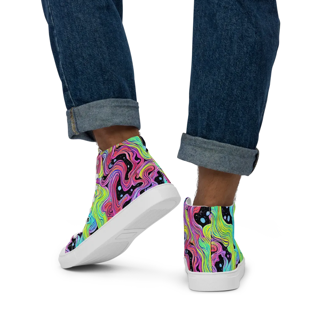 Afterglow Rapids on Men's High Top Canvas Shoes — Back
