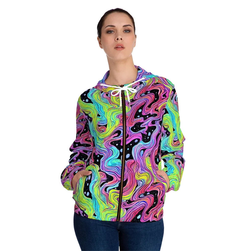 Afterglow Rapids on Women's Full-Zip Hoodie — Front On Person