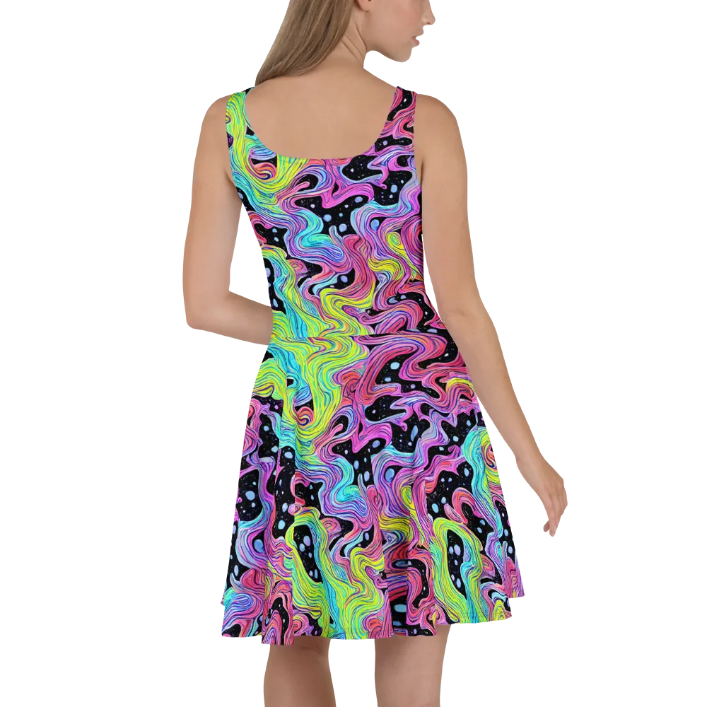 Afterglow Rapids on Skater Dress — Back