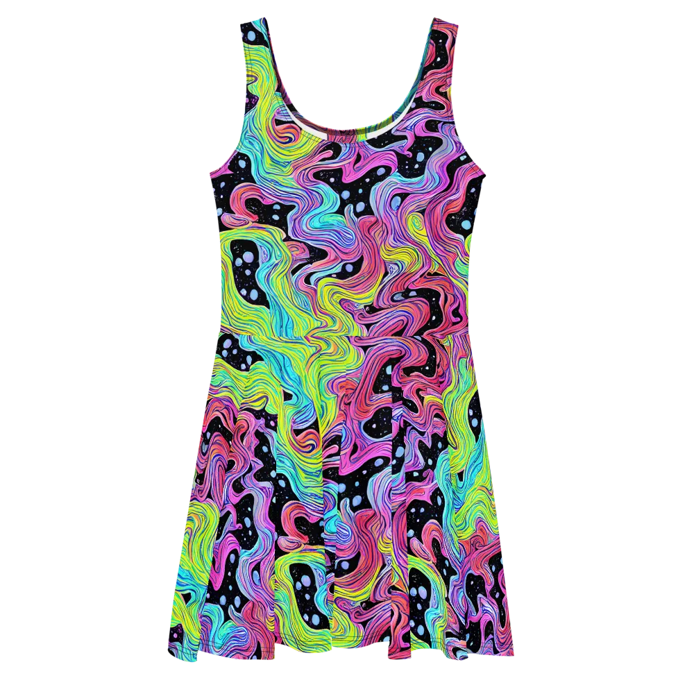Afterglow Rapids on Skater Dress — Front
