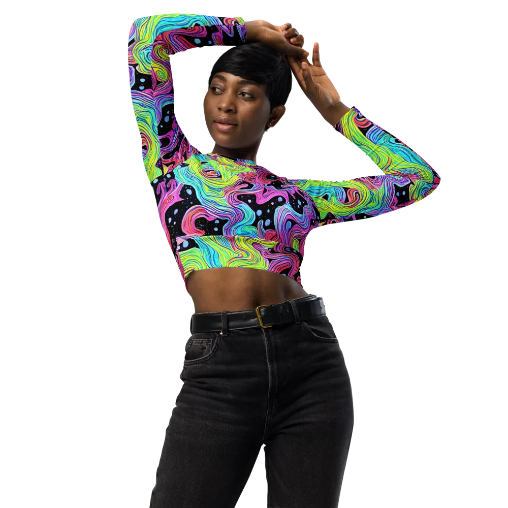 Afterglow Rapids on Long Sleeve Crop Top — Front