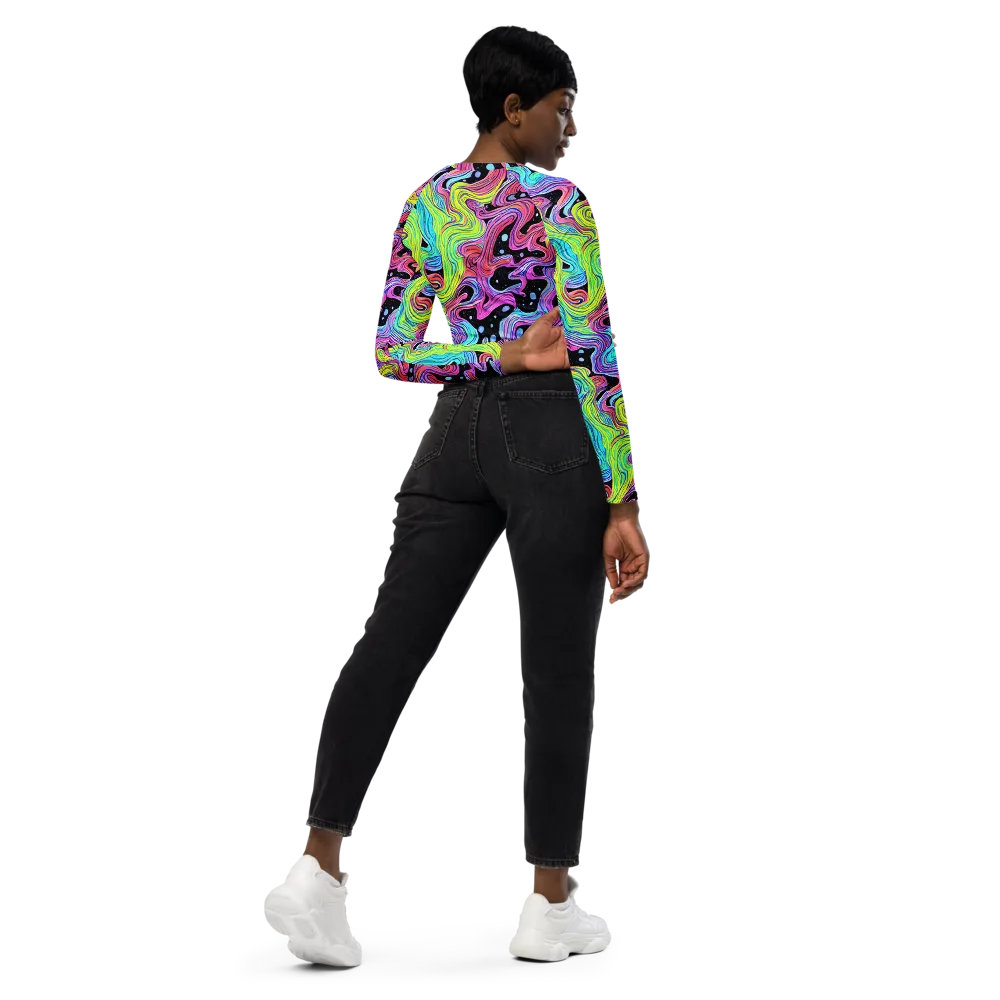 Afterglow Rapids on Long Sleeve Crop Top — Right Back