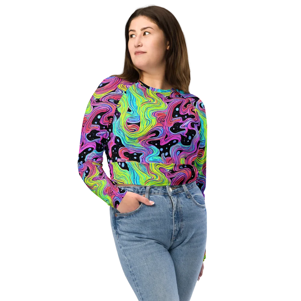 Afterglow Rapids on Long Sleeve Crop Top — Front