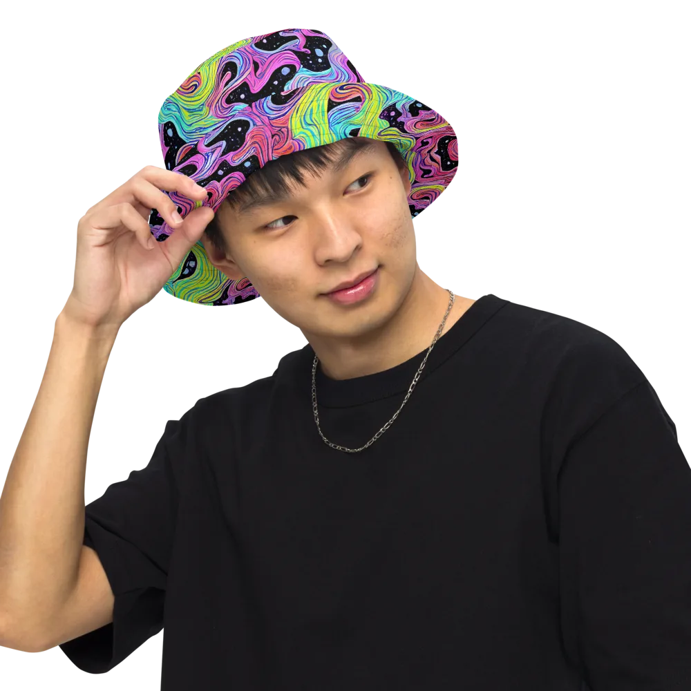 Afterglow Rapids on Reversible Bucket Hat — Front Inside