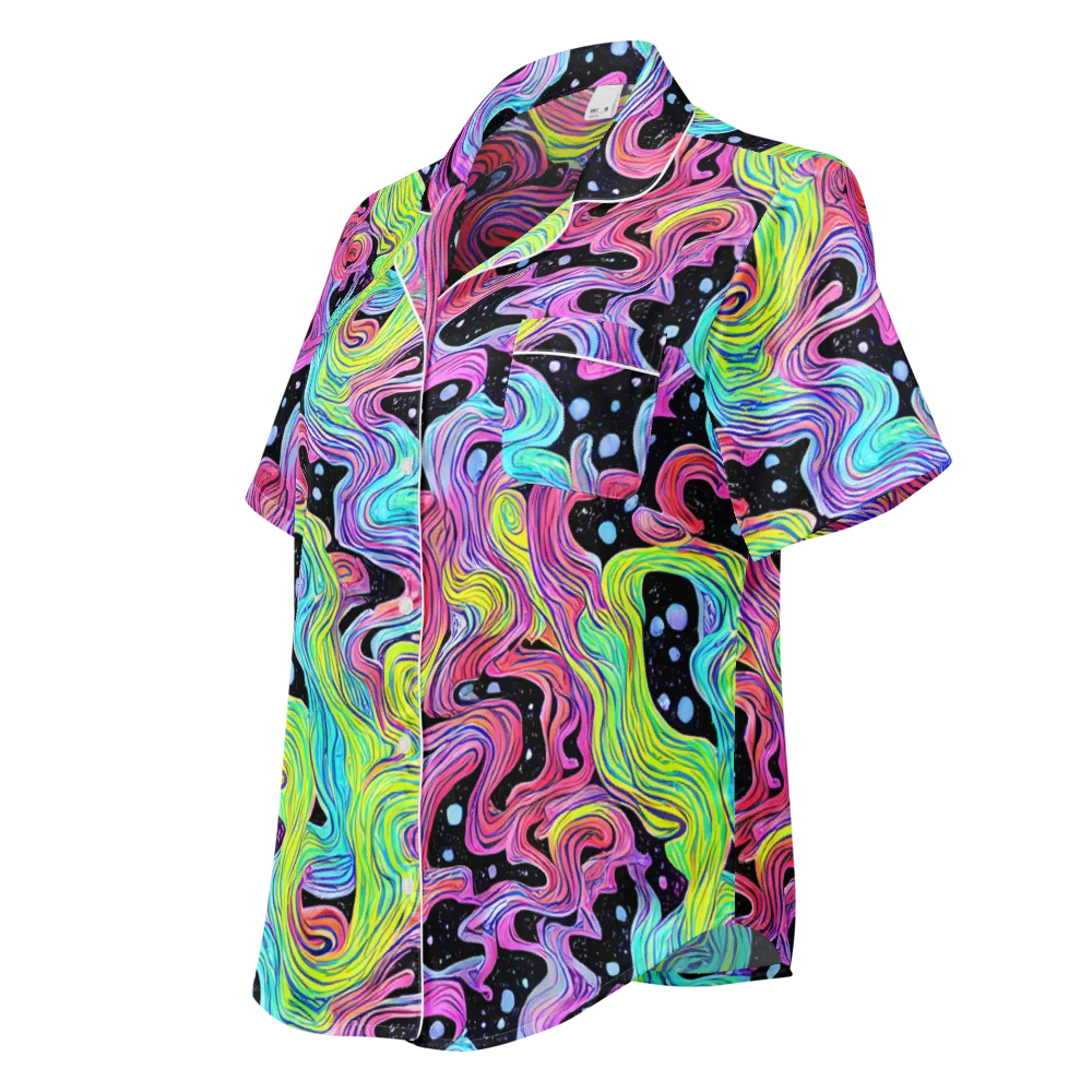 Afterglow Rapids on Women's Short Sleeve Pajama Top — Left Front